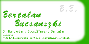bertalan bucsanszki business card